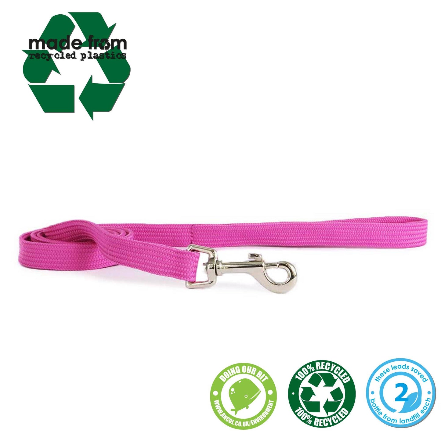 Pink Ancol Made from eco friendly recycled plastic lead