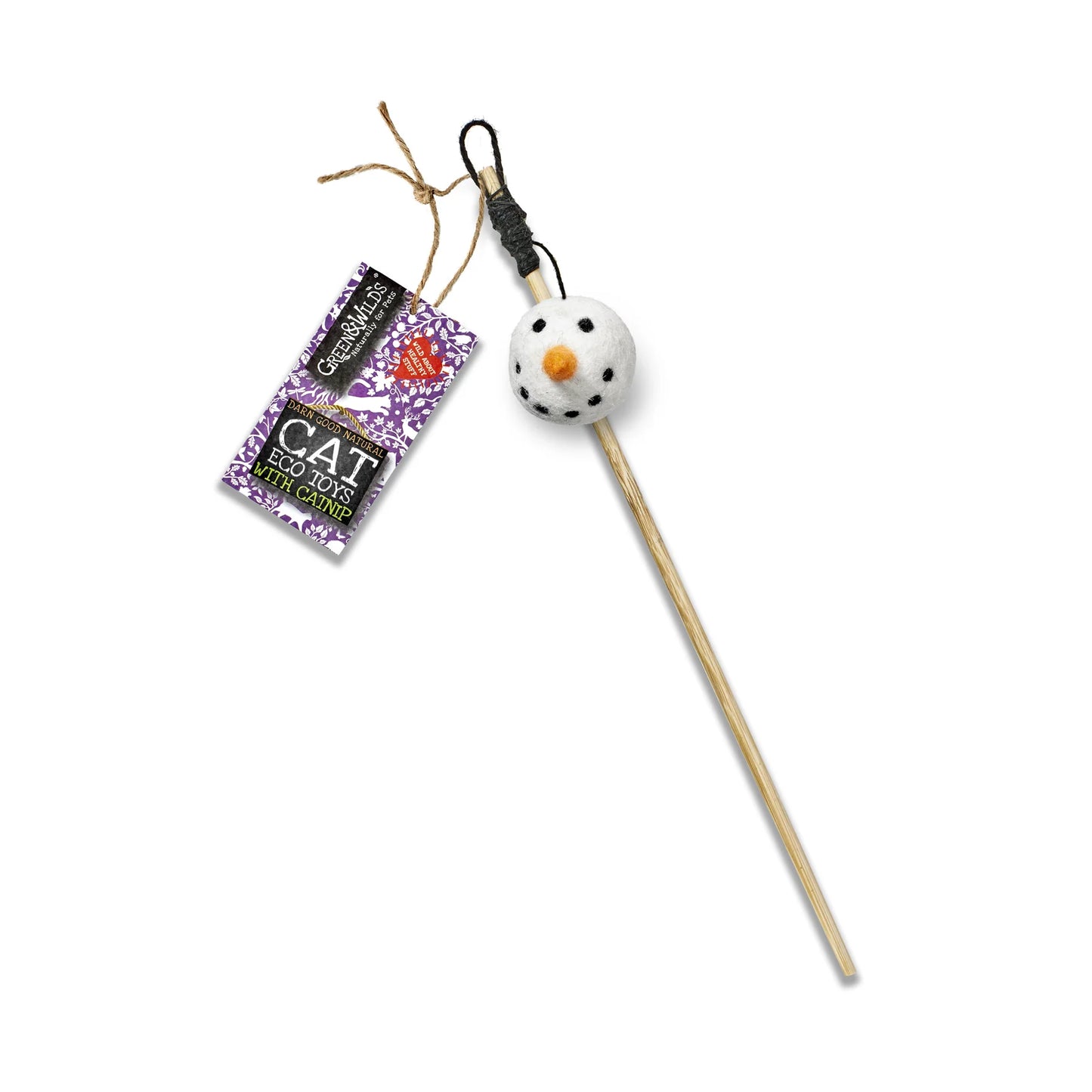 Cat toy with snowman design on a white background