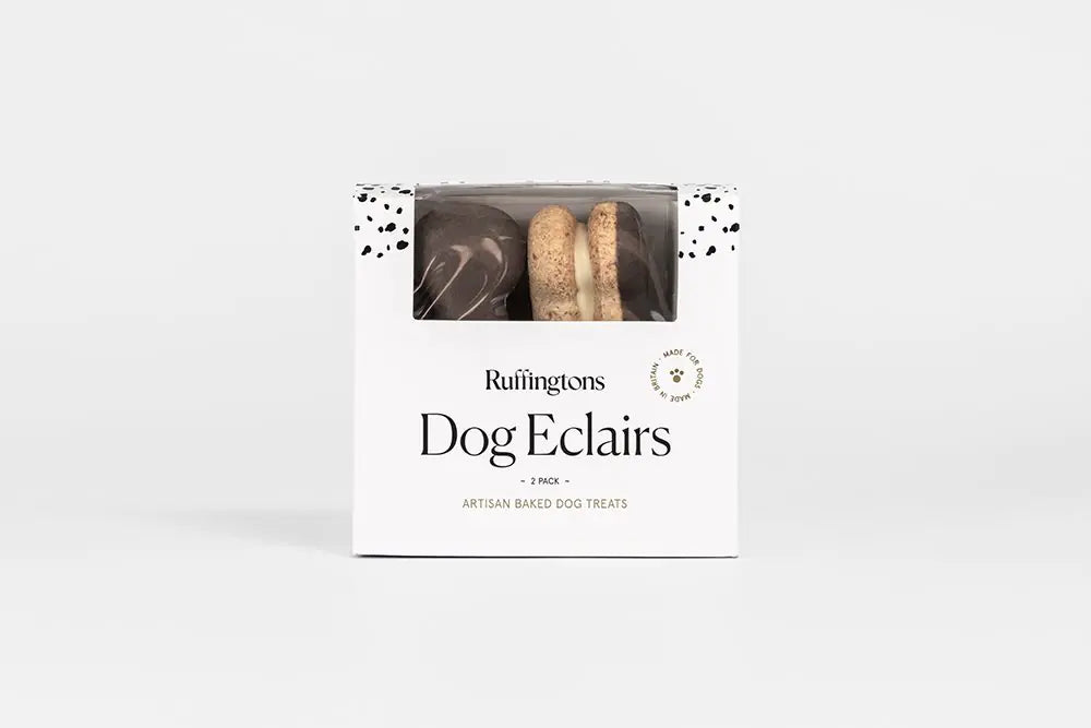 box of ruffingtons dog eclairs