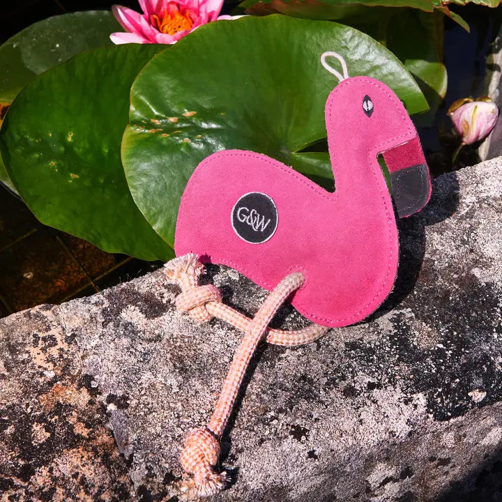 Green & Wilds Floyd the Flamingo eco friendly dog toy