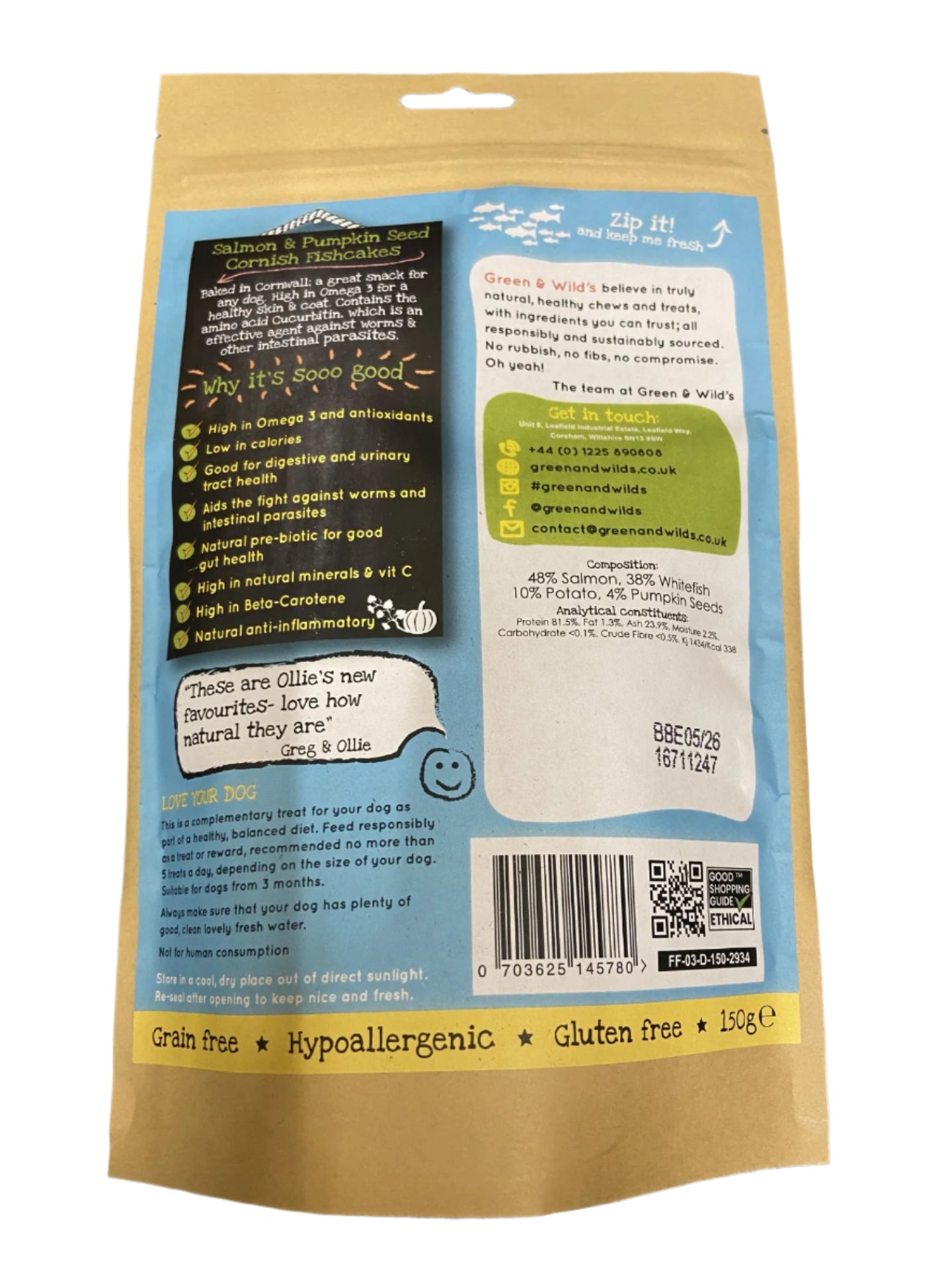 Green and Wilds Cornish Fishcakes low fsat dog treat