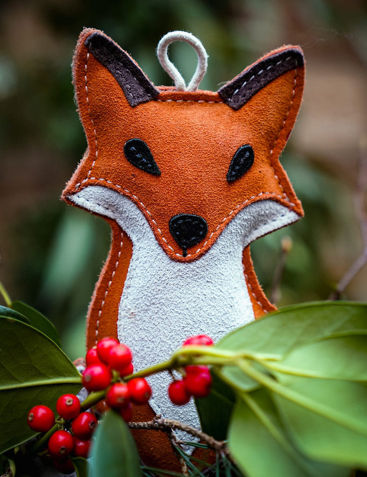 suede fox with berries