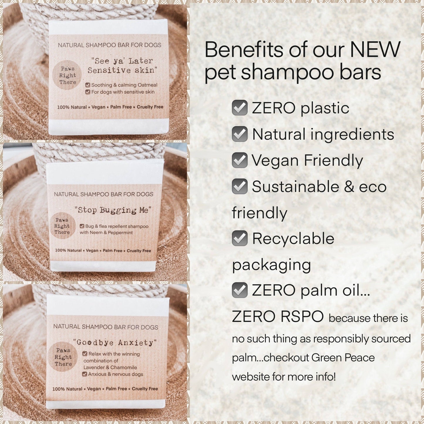 Paws right there stop bugging me natural vegan dog shampoo bar