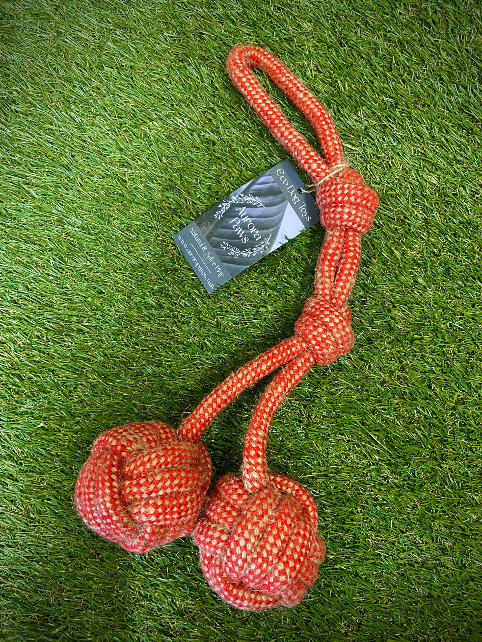 Double ball rope dog tug toy