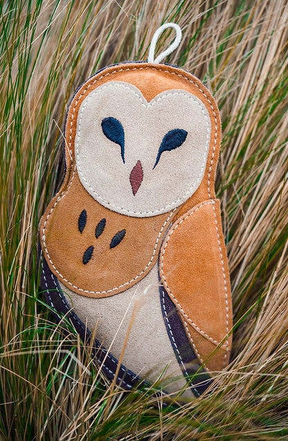Suede owl dog toy