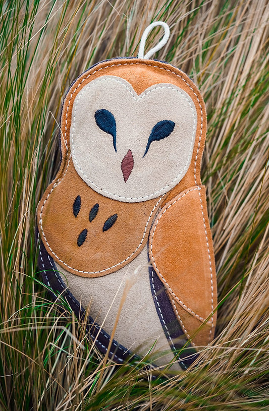 Suede owl dog toy