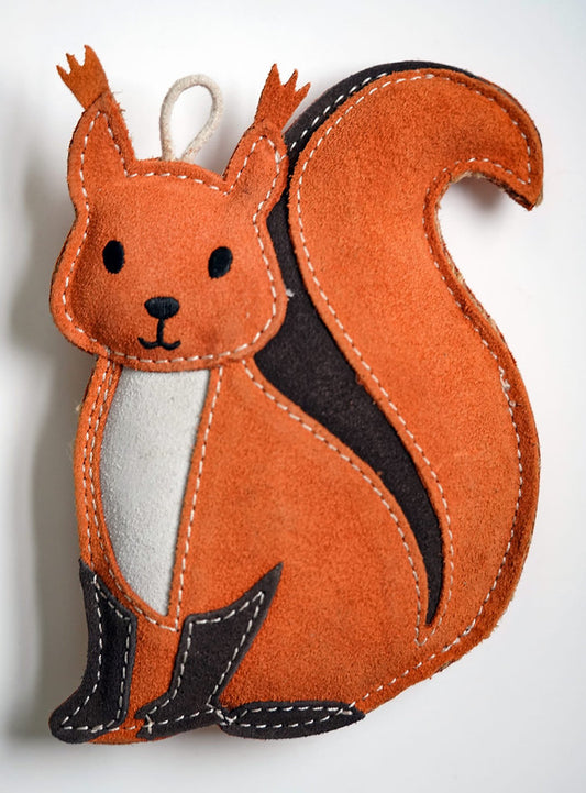 suede squirrel dog toy