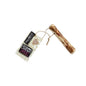 Wooden dog chew treat with packaging labeled 'Olive Wood Chews' on a white background