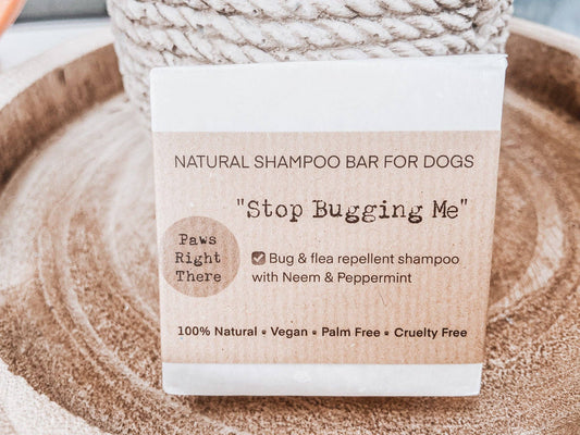 Paws right there stop bugging me natural vegan dog shampoo bar