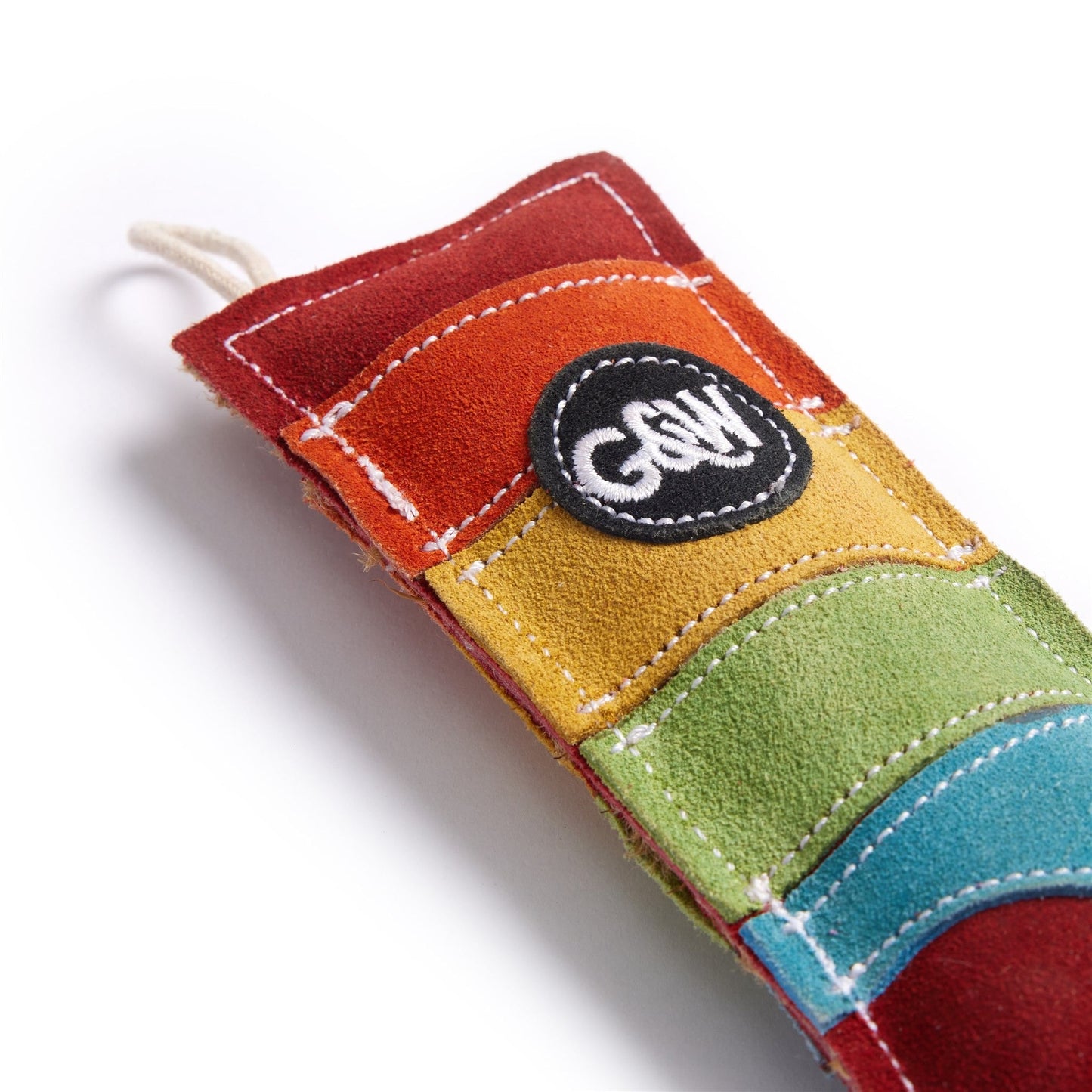 close up of sami the sock eco friendly dog toy