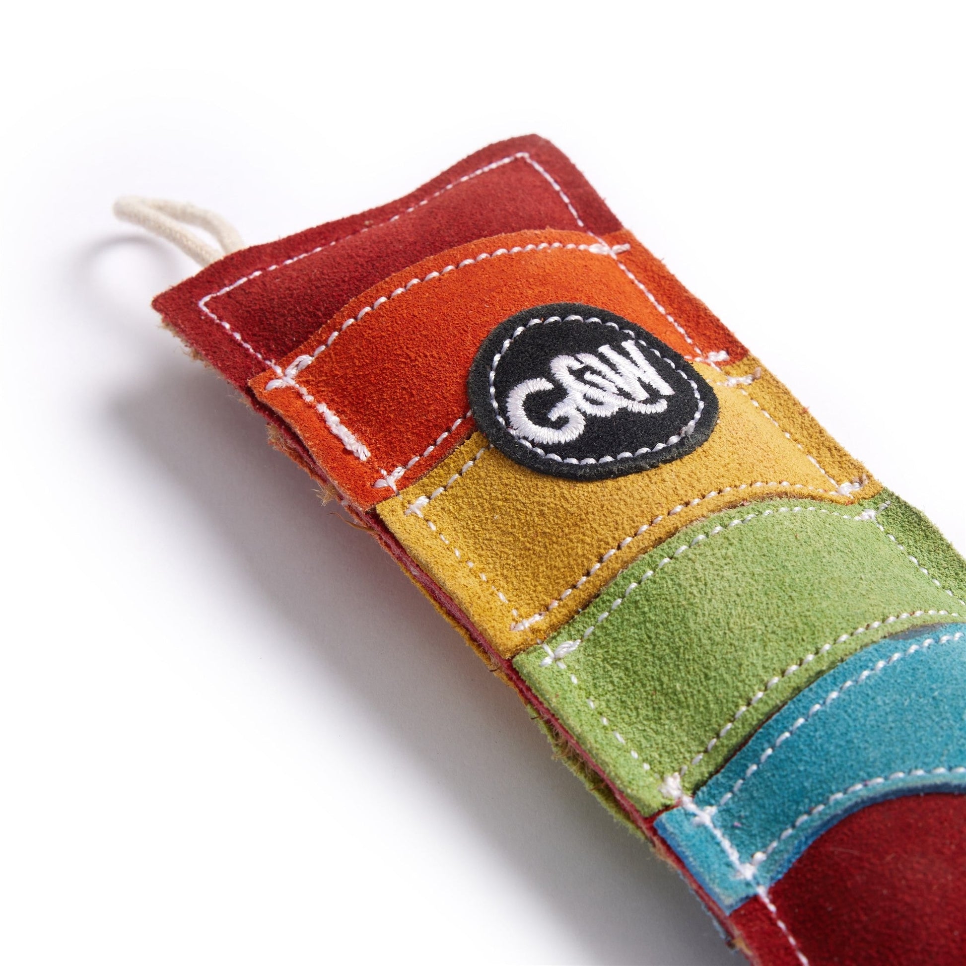 close up of sami the sock eco friendly dog toy