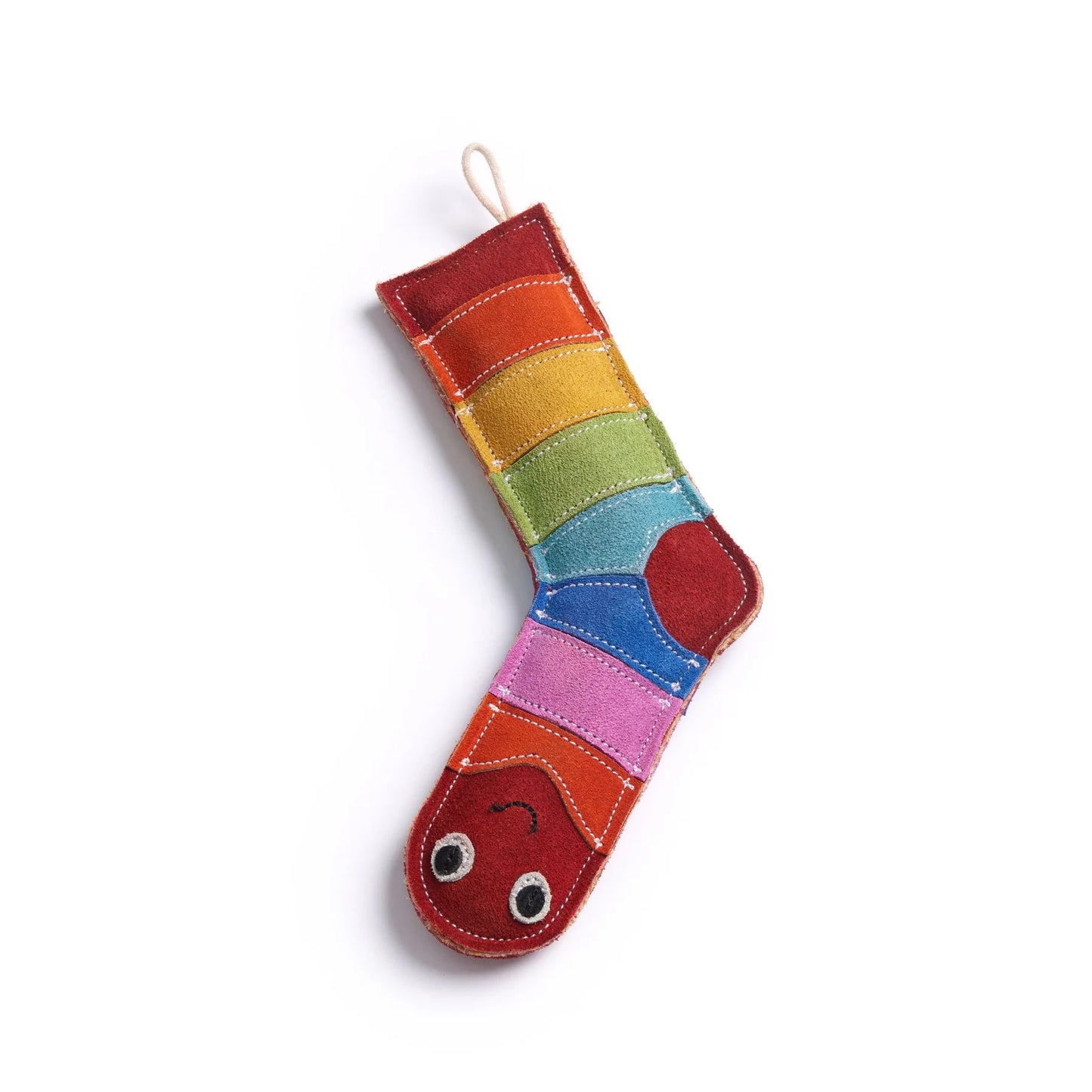 Sami a colourful sock shaped eco friendly dog toy