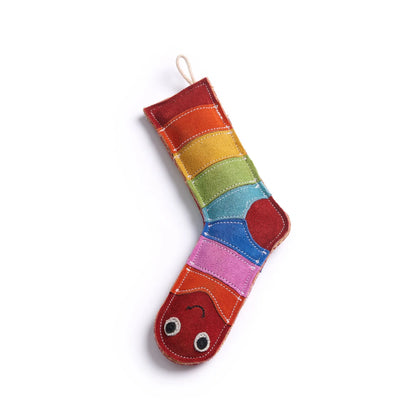 Sami a colourful sock shaped eco friendly dog toy