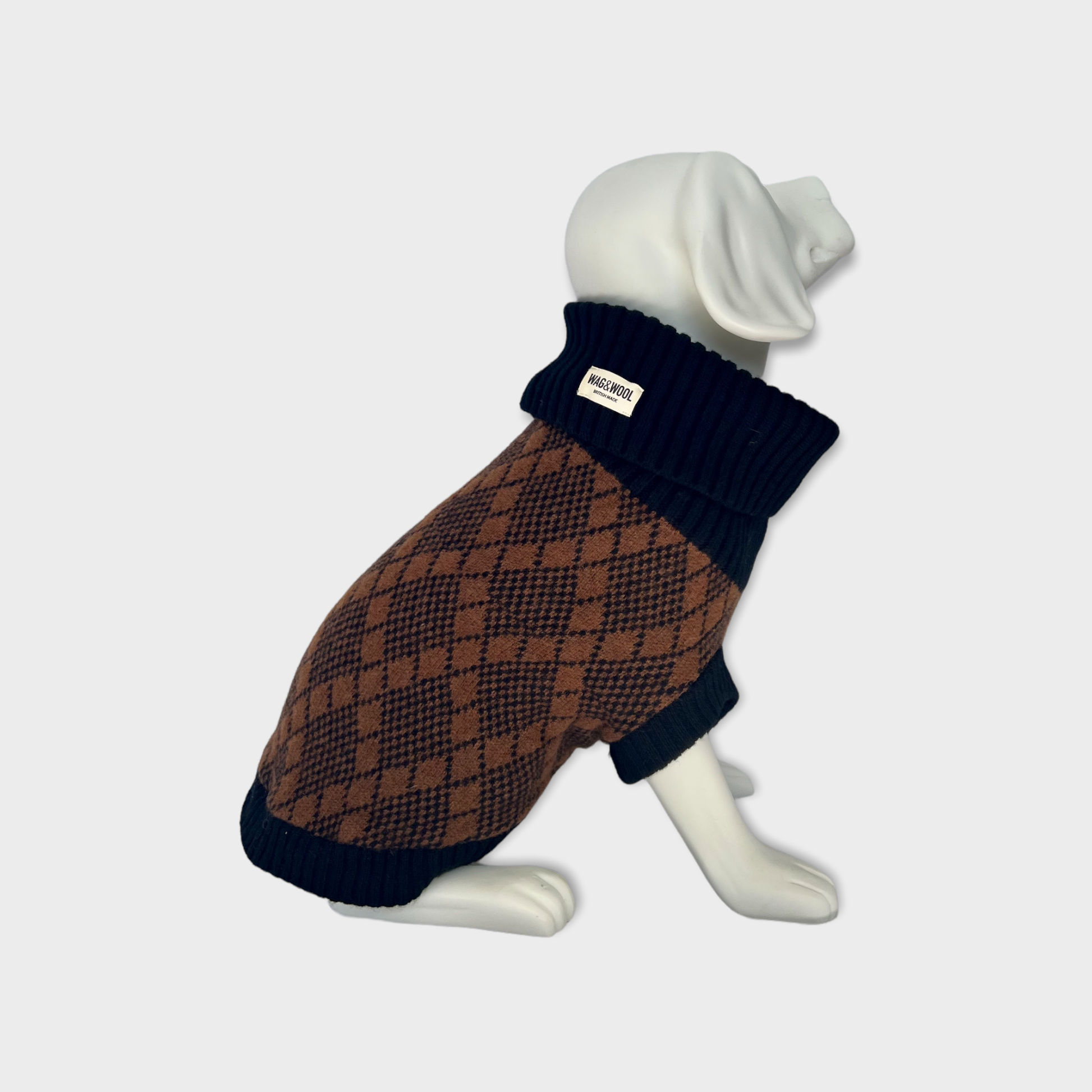 Wag & Wool Lucy Dog Jumper in Black & Brown