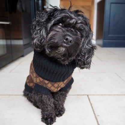 Wag & Wool Lucy Dog Jumper in Black & Brown