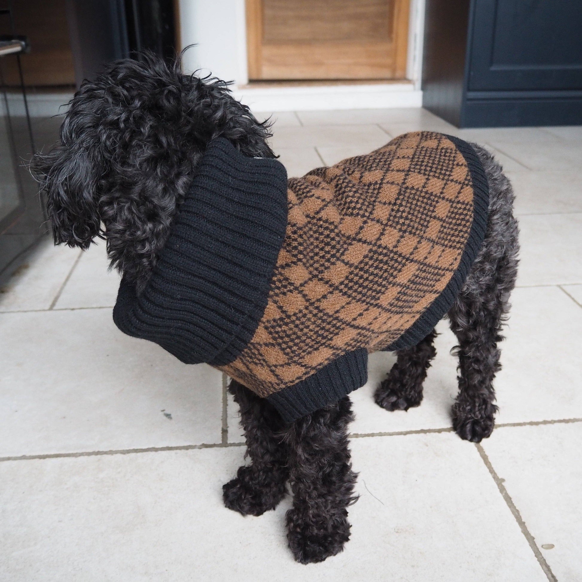 Wag & Wool Lucy Dog Jumper in Black & Brown