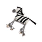 Zebra dog toy with striped pattern on a white background