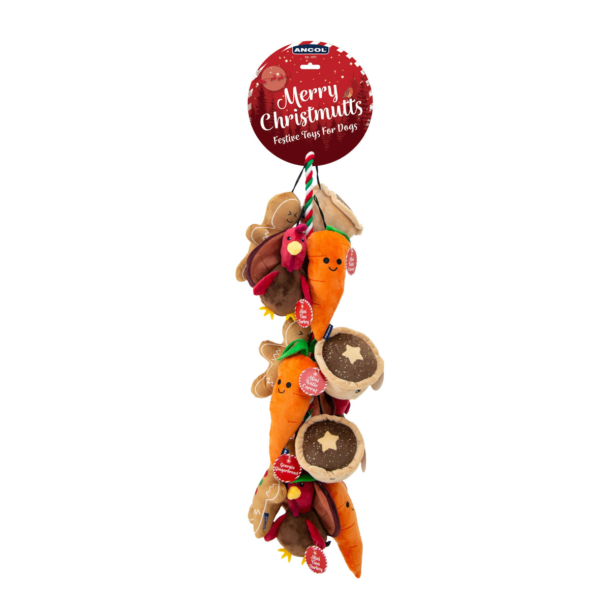 Christmas Mini Soft Plush On A Rope 12pcs